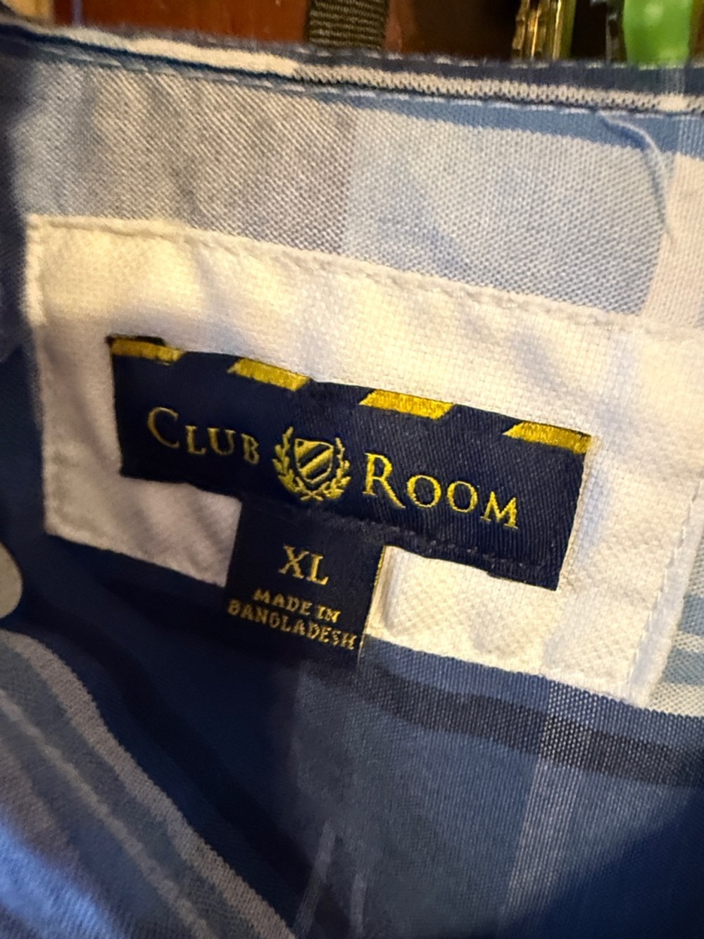 Club Room Blue and White Plaid Button-Up Shirt - Picture 2 of 2